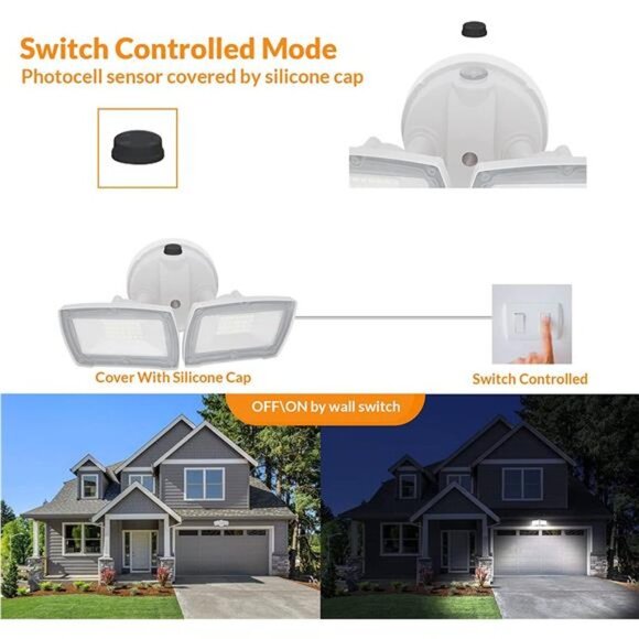 3000LM LED Security Light, 28W Flood Lights Outdoor , 2 Adjustable Heads - Picture 3 of 6